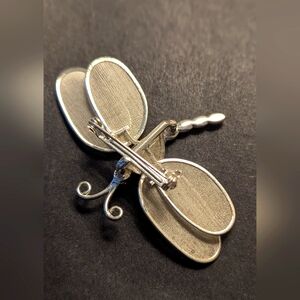 Elegant Vintage Silver Articulated Dragonfly Bug Wing Brooch